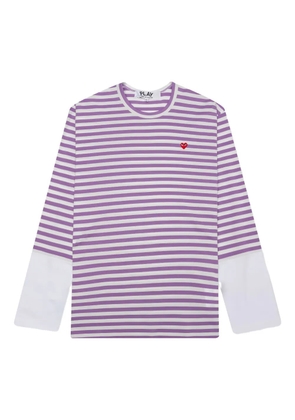 Comme Des Garçons Play striped heart-logo t-shirt - Purple