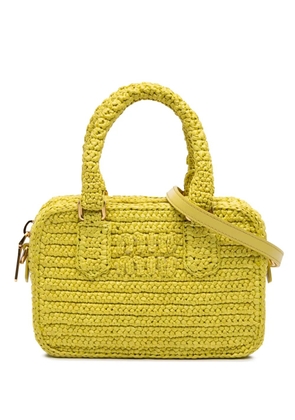 Miu Miu Pre-Owned 2023-2025 Raffia Crochet Arcadie Top Handle Bag satchel - Yellow