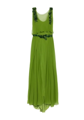 Alberta Ferretti embellished-waist silk maxi evening gown - Green