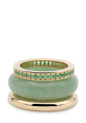 By Pariah 14kt yellow gold Luminous multi-stone stackable ring - Green