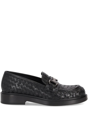 LA ROSE Seline woven leather loafers - Black