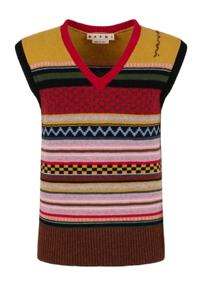 Marni striped wool vest - Red