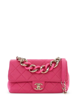 CHANEL Pre-Owned 2019 Small Lambskin Elegant Chain Single Flap satchel - Pink