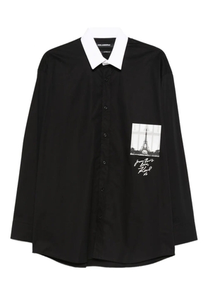 Karl Lagerfeld contrast-collar eiffel-tower shirt - Black