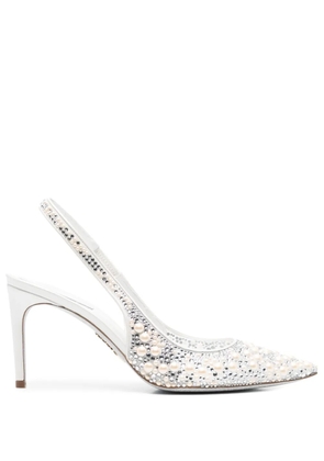 René Caovilla 80mm pearl-embellished pumps - White