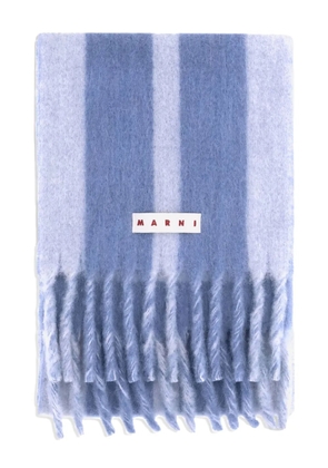 Marni striped fringed scarf - Blue