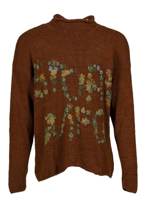 STORY mfg. Twinsun floral-embroidered knit sweater - Brown