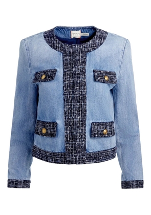 alice + olivia Landon tweed-trimmed denim jacket - Blue