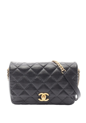 CHANEL Pre-Owned 2021-2025 CC Quilted Caviar Singe Flap shoulder bag - Black