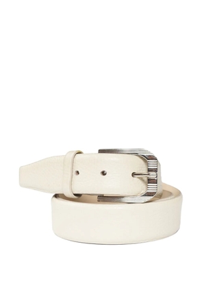 Brunello Cucinelli leather textured buckle belt - White