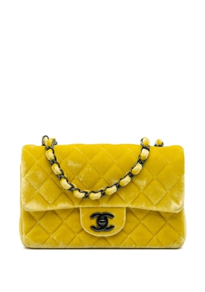 CHANEL Pre-Owned 2014-2015 Mini Rectangular Classic Velvet Single Flap crossbody bag - Yellow
