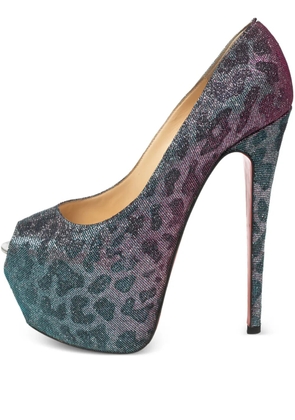Christian Louboutin Pre-Owned 150mm leopard print peep-toe pumps - Blue