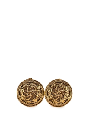 CHANEL Pre-Owned 1970-1980 Gold Plated CC Swirl Button Clip on Earrings costume earrings