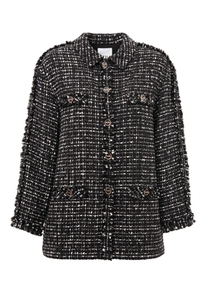WEILL PARIS fringed tweed overshirt - Black