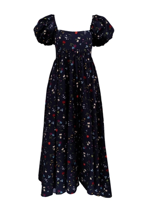 AZEEZA Rory puff-sleeve floral midi dress - Blue