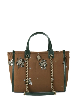 Kurt Geiger London Hoxton beaded floral tote bag - Brown
