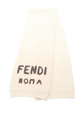 Fendi Pre-Owned 2010s logo wool scarf - Neutrals