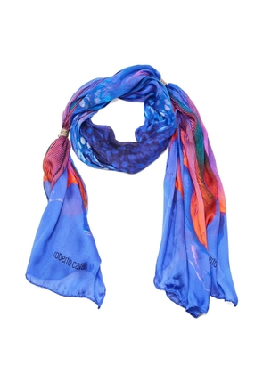 Roberto Cavalli Vintage ring-embellished silk scarf - Blue