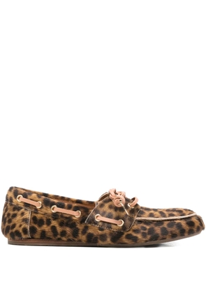 Ancient Greek Sandals Pliaria leopard-print boat shoes - Brown