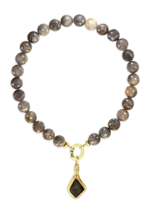 OBSIDIAN beaded pendant necklace - Grey