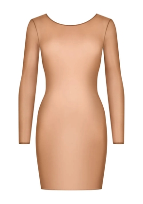 Maison Close open-back long-sleeve mini dress - Neutrals