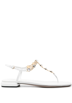Miu Miu rhinestone-embellished thong sandals - White