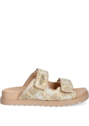 GUESS USA Fadeliza embroidered double-strap flat sandals - Neutrals