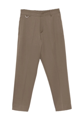 Low Brand elastic-waistband ring-detail straight-leg trousers - Neutrals