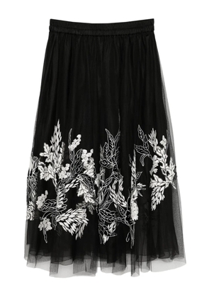 Biyan floral-embroidered skirt - Black