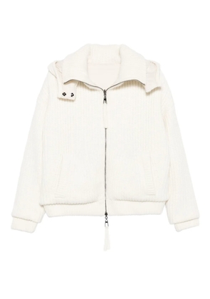 P.A.R.O.S.H. hooded ribbed knit jacket - White