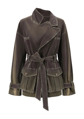 OUDE WAAG belted two-tone jacket - Brown