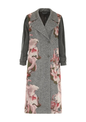 Alberta Ferretti floral-embroidered coat - Grey