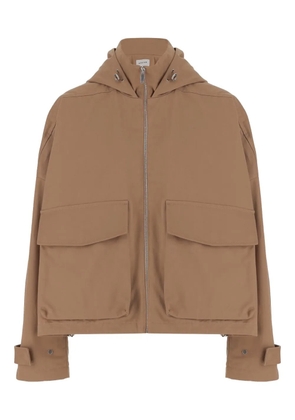 ARMARIUM high-collar patch-pocket hooded jacket - Brown