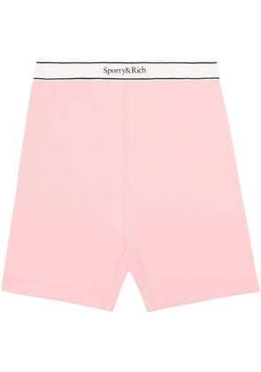 Sporty & Rich Serif logo-waistband shorts - Pink