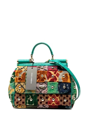 Dolce & Gabbana Pre-Owned 2021 Medium Velvet Studded Patchwork Sicily satchel - Green