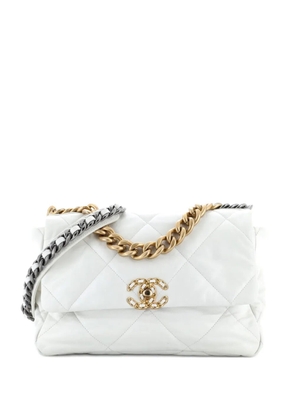 CHANEL Pre-Owned 19 Flap Bag Quilted Leather Large crossbody bag - White