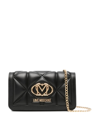 Love Moschino logo-plaque quilted clutch bag - Black