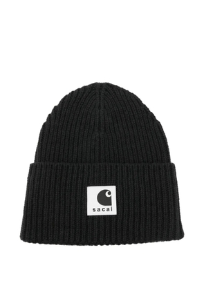 sacai x Carhartt WIP ribbed beanie - Black