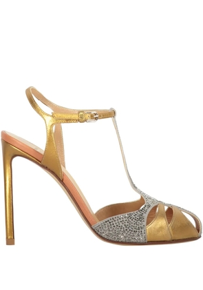 Francesco Russo 105mm crystal-embellished pumps - Gold