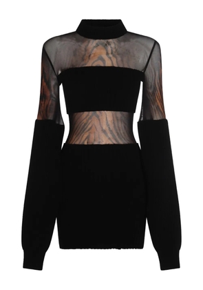 Jean Paul Gaultier tiger-print mesh-insert mini dress - Black