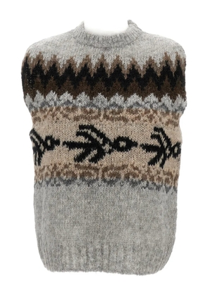 THIBAULT VAN DER STRAETE jacquard-pattern crew-neck vest - Grey