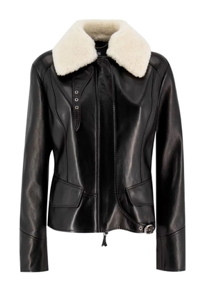 Ermanno Scervino shearling-collar leather jacket - Black
