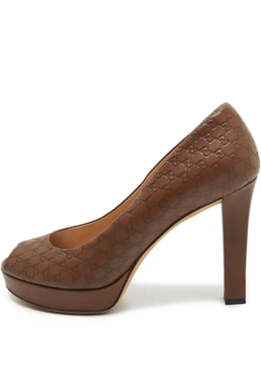 Gucci Pre-Owned 105mm GG-debossed pumps - Brown