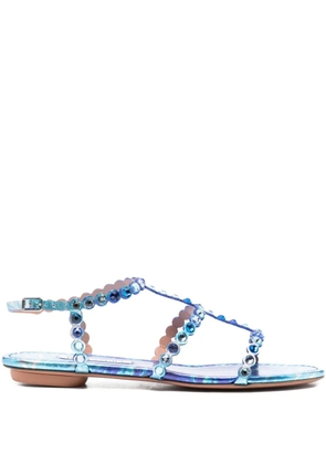 Aquazzura Tequila crystal-embellished leather sandals - Blue