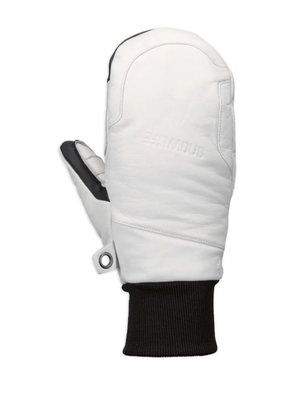 SNOWLIFE SMitten leather panelled mittens - White