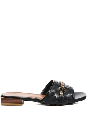 V°73 Esther woven leather flat sandals - Black