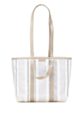 Balenciaga Pre-Owned 2022 Medium Woven Calfskin Barbes East West Shopper Bag satchel - Grey