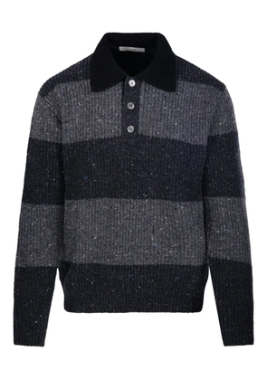DUNST striped knitted polo shirt - Black