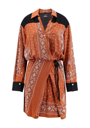 PINKO pointed-collar bandana-print dress - Orange