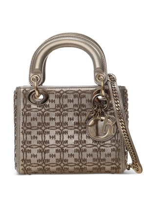Christian Dior Pre-Owned 2020 Mini Beaded Metallic Lambskin Cannage Lady Dior satchel - Gold